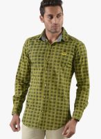 Vintage Green Check Slim Fit Casual Shirt