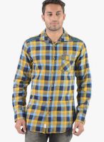 Vintage Yellow Check Slim Fit Casual Shirt