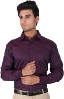 Warewell Men's Solid Formal Purple Shirt