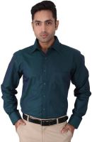 Warewell Men's Solid Formal Green Shirt