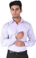 Warewell Men's Striped Formal Purple Shirt