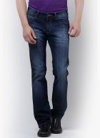 Wrangler Blue Solid Slim Fit Jeans (Skanders)