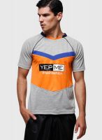 Yepme Grey Printed V Neck T-Shirts