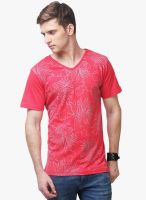 Yepme Printed Red V Neck T-Shirt