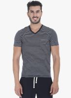 Zobello Black Striped V Neck T-Shirt