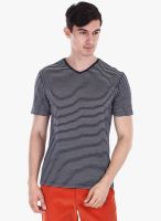 Zobello Black Striped V Neck T-Shirt