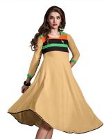 Aarnas Fashion Solid Women's Kurti(Beige)