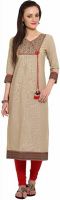 Span Casual Printed Women's Kurti(Beige)