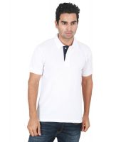 Flying Machine White Cotton Half Sleeved Polo T-Shirts