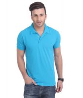 American Crew Men's Polo Collar Sea Blue T-shirt