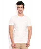 Celio Ghostwhite Cotton Round Neck T-shirt