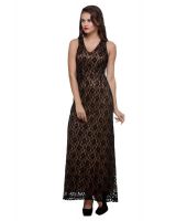 Purys Black Polyester Maxi Dress